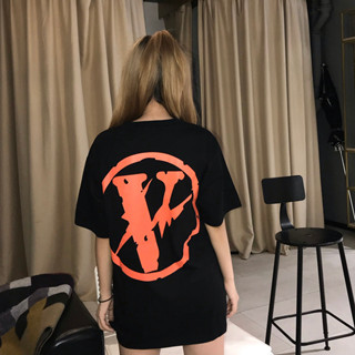 Vlone x FRAGMENT Co branded Fujiwara Hiroshi Flash เสื้อยืดแขนสั้น สไตล์สตรีท ยุโรปและอเมริกา สําหรับคู่รัก