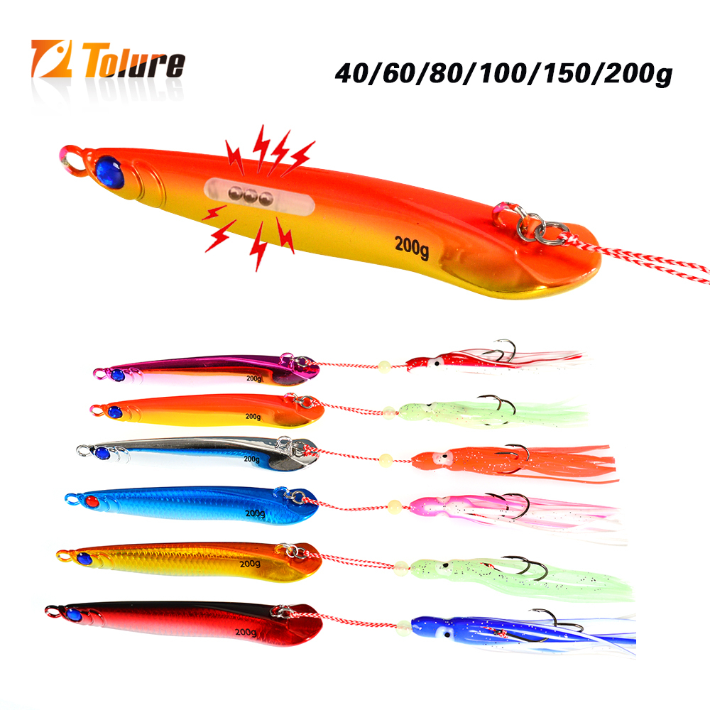 Tl 40g-200g Luminos ช้า Jigging Lure 三维 ตาโลหะ Spool ตกปลาน้ําเค็ม Lure โลหะ Jigs ปลาหมึกหางตะขอ