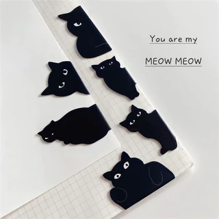 Penlab Black Cat Bookmark Set 6 ชิ้นน่ารักการ์ตูนหน้าแม่เหล็กคลิปสําหรับหนังสืออ่านของขวัญเครื่องเขียนที่ไม่ซ้ํากัน
