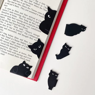 Penlab Black Cat Bookmark Set 6 ชิ้นน่ารักการ์ตูนหน้าแม่เหล็กคลิปสําหรับหนังสืออ่านของขวัญเครื่องเขียนที่ไม่ซ้ํากัน