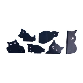 Penlab Black Cat Bookmark Set 6 ชิ้นน่ารักการ์ตูนหน้าแม่เหล็กคลิปสําหรับหนังสืออ่านของขวัญเครื่องเขียนที่ไม่ซ้ํากัน