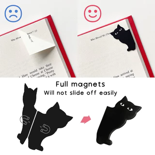 Penlab Black Cat Bookmark Set 6 ชิ้นน่ารักการ์ตูนหน้าแม่เหล็กคลิปสําหรับหนังสืออ่านของขวัญเครื่องเขียนที่ไม่ซ้ํากัน