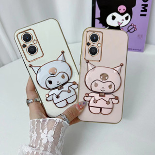 OPPO Reno 8 5G Reno 7Z Reno 8Z Reno7 Reno 7 Pro เคสโทรศัพท์มือถือ ซิลิโคนนุ่ม พร้อมกระจกแต่งหน้า พับได้ ลายคุโรมิ สําหรับ