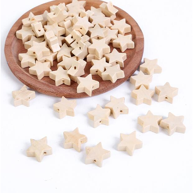 20 ชิ้น/แพ็คแฟชั่นสีไม้ Star Shape หลวม Charm ลูกปัดสําหรับ DIY Childern Design y1783