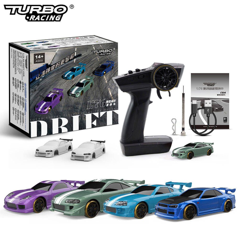 ชุดรีโมตคอนโทรลเทอร์โบ C61 C62 C63 C64 1:76 2.4GHZ RC Drift Car Type-C พร้อม Gyro P21 SVC 4CH RTR