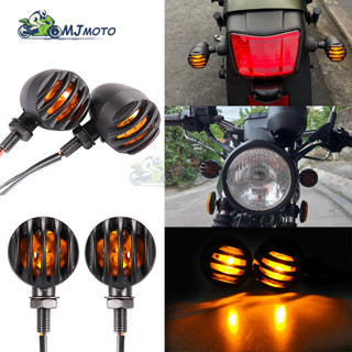 【MJMOTO】หลอดไฟเลี้ยว Led สีเหลืองอําพัน สไตล์เรโทร สําหรับรถจักรยานยนต์ Kawasaki Harley Honda Suzuki 2 4 ชิ้น