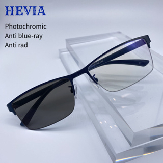 Hevia ใหม่ แว่นตาโฟโตโครมิก ป้องกันแสงสีฟ้า สไตล์ธุรกิจ สําหรับผู้ชาย และผู้หญิง FL028