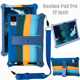 OPPO Realme Pad Pro Tablet 12 Inch Tablet PC Soft Shockproof Solid Color Back Stand Cover Protective Shell