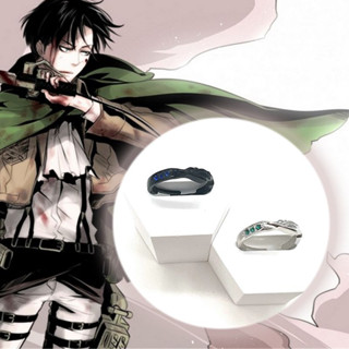 แหวนโลหะแฟชั่น คอสเพลย์อะนิเมะผ่าพิภพไททัน Wings of Liberty Eren Levi ปรับได้ เครื่องประดับ สําหรับคู่รัก