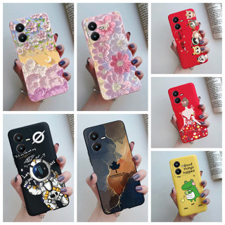 เคสโทรศัพท์มือถือ ซิลิโคนนิ่ม ลายดอกไม้ สีชมพู สําหรับ Vivo Y22 Y22s Case V2206 V2207 Y22 Y 22 S 4G