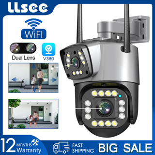 Llsee, V380 Pro, กล้องวงจรปิด, กล้องเฝ้าระวังไร้สาย wifi กลางแจ้ง, กล้องรักษาความปลอดภัย IP, เลนส์คู่, 4K, 8MP, การโทรสองทาง, การมองเห็นกลางคืนแบบสี, สัญญาณเตือนการติดตาม AI