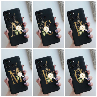 เคสโทรศัพท์มือถือ ซิลิโคนนิ่ม ลายตัวอักษร ดอกไม้ Itel P40 Itel P40 P 40 ItelP40 สีดํา