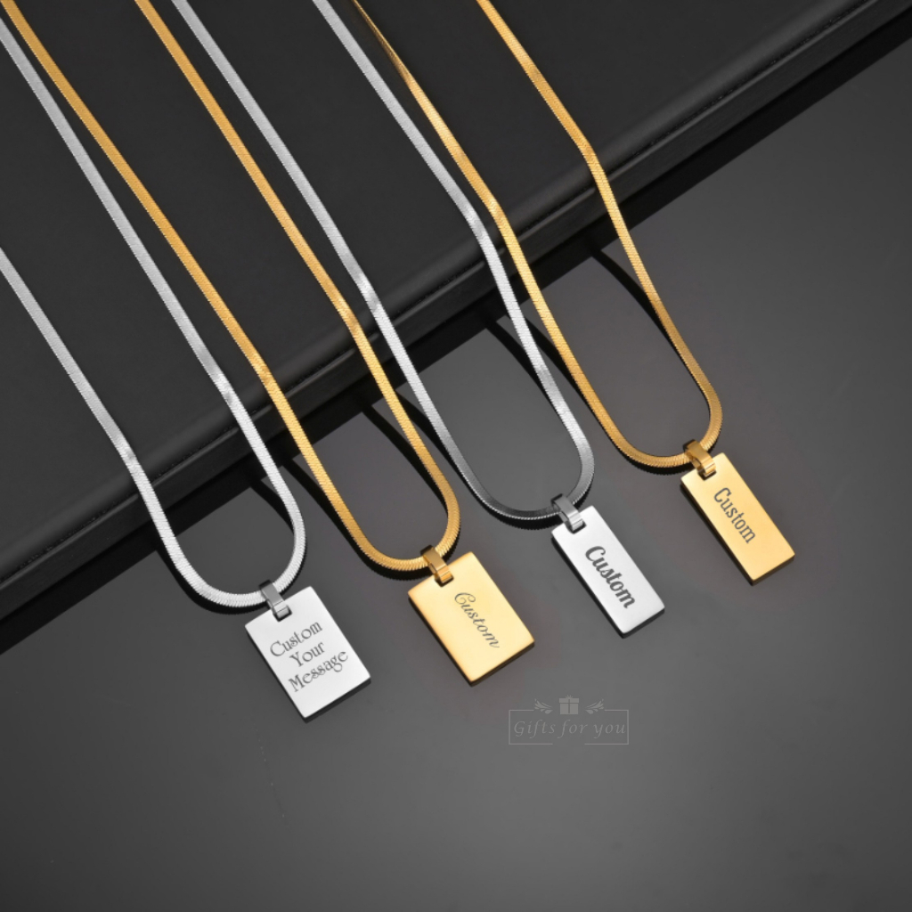 G4U❤N15 สร้อยคอจี้ทหารทรงสี่เหลี่ยมส่วนบุคคล สร้อยคอโซ่งู