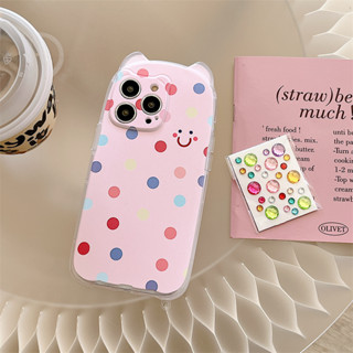 เคสโทรศัพท์มือถือ TPU ลายจุด หูแมว เคลือบสองด้าน สําหรับ iPhone 14 13 12 Pro Max 12 Pro 12