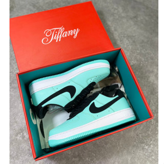 TIFFANY &amp; CO Tiffany &amp; CO.x Air Force 1 Low "1837" รองเท้าผ้าใบลําลอง สีเทา สีฟ้าน้ําแข็ง สไตล์เรโทร