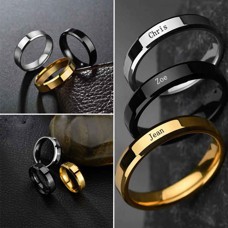 Personalized แกะสลักฟรี !! แหวนแกะสลักเลเซอร์ สเตนเลส สีทอง สีเงิน ของขวัญเครื่องประดับแฟชั่น สําหรับผู้ชาย และผู้หญิง DIY Personalized