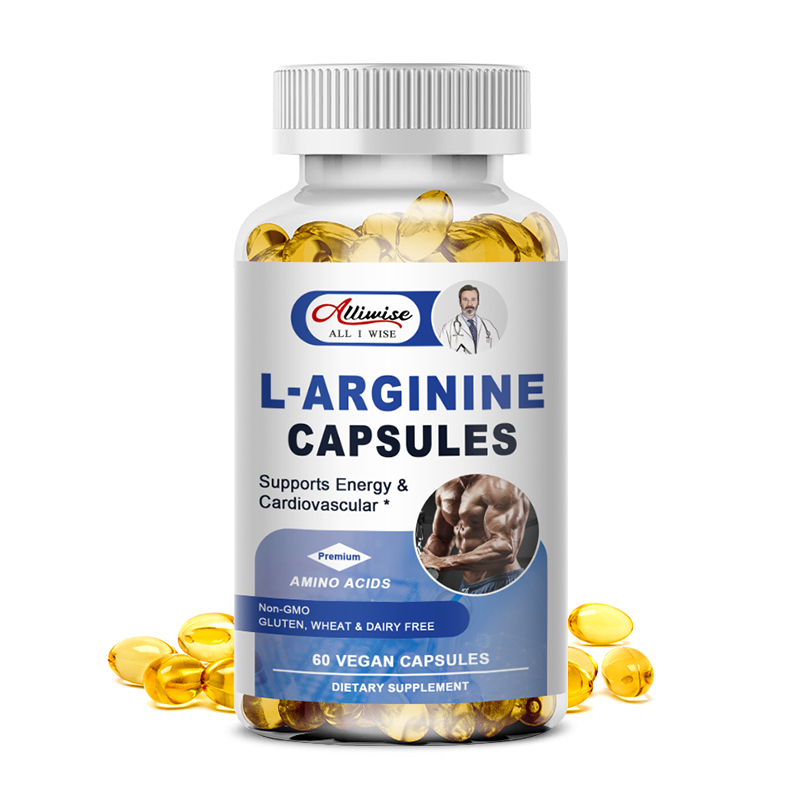 Alliwise แคปซูลมังสวิรัติ แคปซูล L-arginine อาหารเสริมสร้างกล้ามเนื้อ lelaki รองรับพลังงาน อาหารเสริมกล้ามเนื้อ คาร์ดิโอวา
