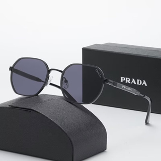 แว่นตากันแดดแฟชั่น ทรงสี่เหลี่ยม ลายโลโก้ Prada สไตล์วินเทจ คลาสสิก UV400 สําหรับผู้ชาย ผู้หญิง