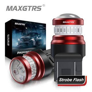 Maxgtrs หลอดไฟเบรกท้ายรถยนต์ LED SMD 1157 P21 5W 7443 BAY15D 3157 4014 สีแดง 2 ชิ้น