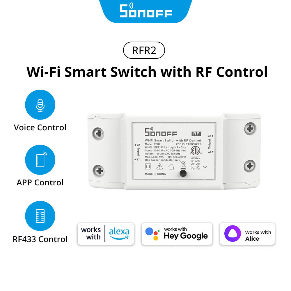 Sonoff RFR2 Wi-Fi โมดูลสวิตช์อัจฉริยะไร้สาย 433MHz อุปกรณ์ควบคุมระยะไกล eWelink APP