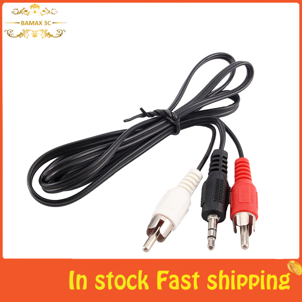 3.5 mm Stereo Audio Male Jack to 2 RCA Cable Plug