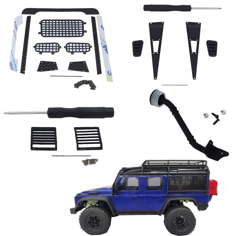 TRX4-M หน้าต่างสุทธิระดับสูง Wading คอ Hood Air Inlet ไฟหน้าป้องกันสุทธิสําหรับ 1/18 TRX4M Defender 