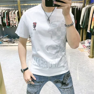 Chaopai ins เสื้อยืดลําลอง แขนสั้น คอกลม ทรงหลวม สไตล์เกาหลี เรียบง่าย เหมาะกับฤดูร้อน สําหรับผู้ชาย