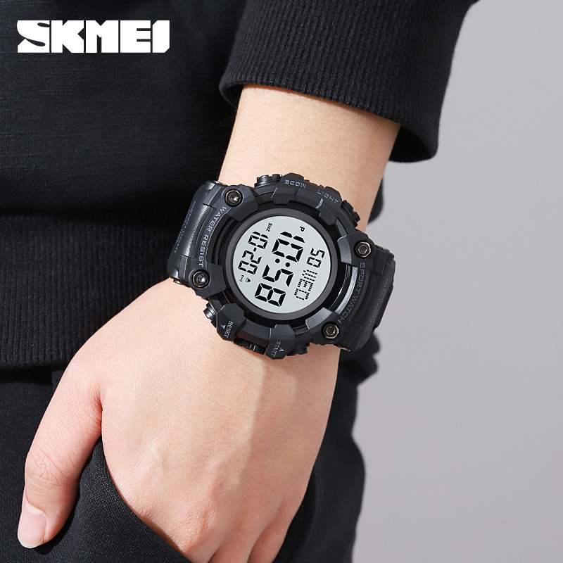 Skmei นาฬิกาข้อมือดิจิทัล 5 บาร์ หน้าปัดขนาดใหญ่ มีไฟ LED กันน้ํา สําหรับผู้ชาย reloj hombre 1968