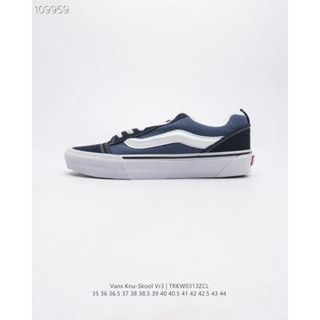 Vans Knu Skool รองเท้าผ้าใบลําลอง กันลื่น ทนต่อการสึกหรอ สไตล์อเมริกัน สําหรับผู้ชาย และผู้หญิง มีสีฟ้า สีขาว