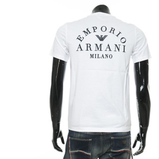 Armani เสื้อยืดคอกลม แขนสั้น พิมพ์ลายโลโก้ สําหรับผู้ชาย 6G1TP3 1JTUZ