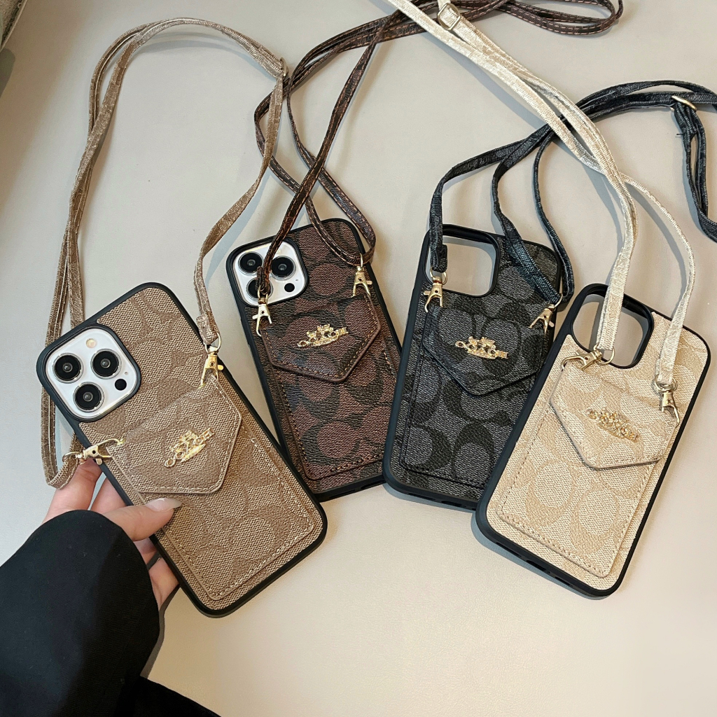 ใส่แฟชั่น cardLeather สําหรับ iPhone 16 15 14 13 11 12 Pro Max 16 14 15 Plus สําหรับ iPhone X XR XS XSMAX หนังไหล่กระเป๋าออกแบบ Pluggable