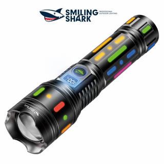 Smiling Shark SD5993 ไฟฉาย Led ไฟฉายเรืองแสง ไฟฉายชาร์จไฟ M77 10000LM 5 โหมด ชาร์จ ไฟฉายแรงสูง USB ซูมได้ หลากสี สําหรับตั้งแคมป์ ตกปลา