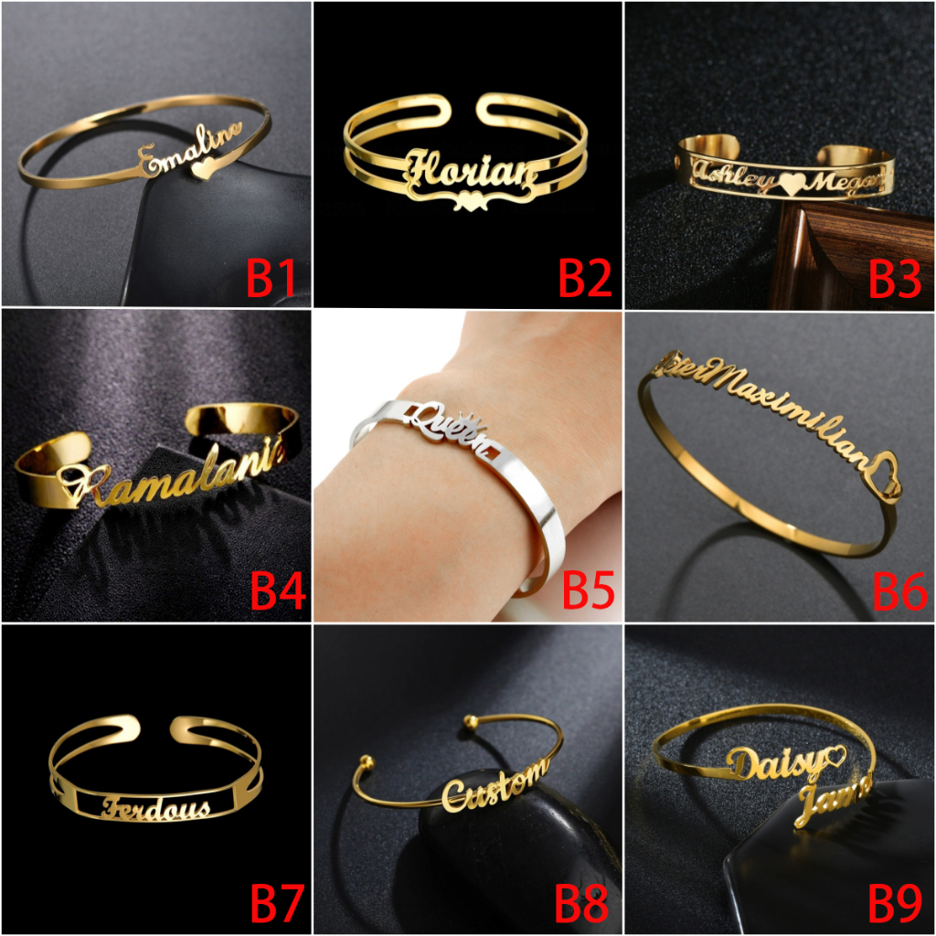 Bonlavie 【กําไลข้อมือชื่อที่กําหนดเอง】สร้อยข้อมือชื่อส่วนบุคคล 3 มม. ของขวัญสําหรับคนรัก Unisex