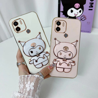 Redmi A2 + เคสนิ่ม Xiaomi Redmi A1 A2 Plus 2023 พร้อมกระจกแต่งหน้า พับ Kuromi ตัวยึด ซิลิโคน เคสโทรศัพท์