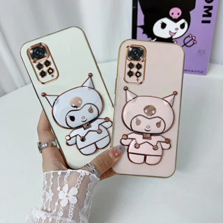 เคส Xiaomi Redmi Note 11 4G / Note 11s / Note 11 Pro พร้อมกระจกแต่งหน้า พับ Kuromi ตัวยึด ซิลิโคนนุ่ม เคสโทรศัพท์