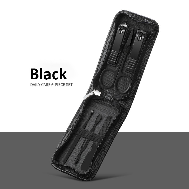 ชุดกรรไกรตัดเล็บ แบบพกพา หรูหรา สีดํา สไตล์เยอรมนี จํานวน 6 ชิ้น - รูปที่ 5