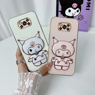 เคสโทรศัพท์ซิลิโคน แบบนิ่ม พร้อมกระจกแต่งหน้า แบบพับได้ สําหรับ Xiaomi POCO F4 GT X3 NFC M4 X4 Pro F3 M3