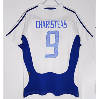 เสื้อกีฬาแขนสั้น ลายทีมชาติฟุตบอล Greece Charisteas ZAGORAKIS 2004 ชุดเหย้า คุณภาพสูง สไตล์เรโทร