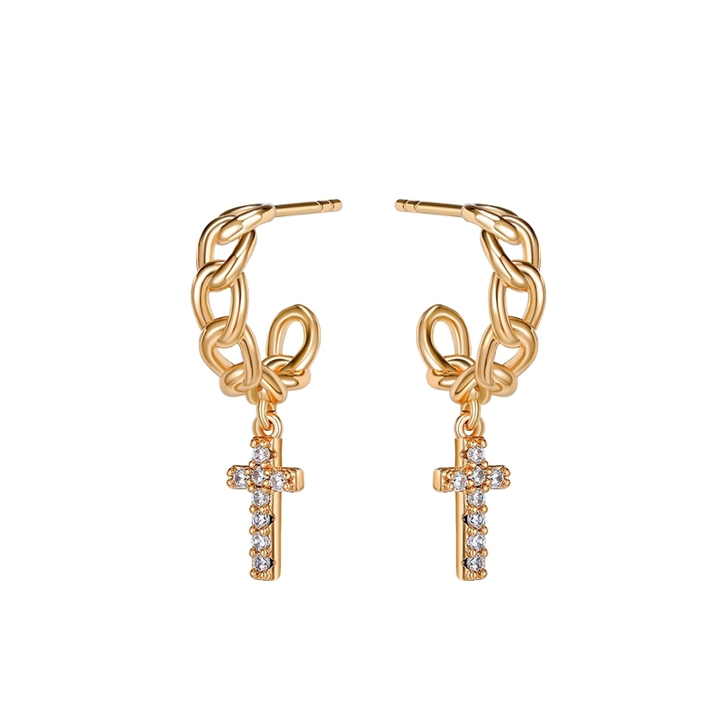 XUPING Jewelry ต่างหูแบบห้อยไม้กางเขน