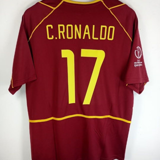 เสื้อกีฬาแขนสั้น ลายทีมชาติฟุตบอล Portugal C.RONALDO FIGO 2002 ชุดเหย้า สไตล์เรโทร คุณภาพสูง