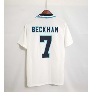 เสื้อกีฬาแขนสั้น ลายทีมชาติฟุตบอล Eng-lan BECKHAM 1996 ชุดเหย้า คุณภาพสูง สไตล์เรโทร