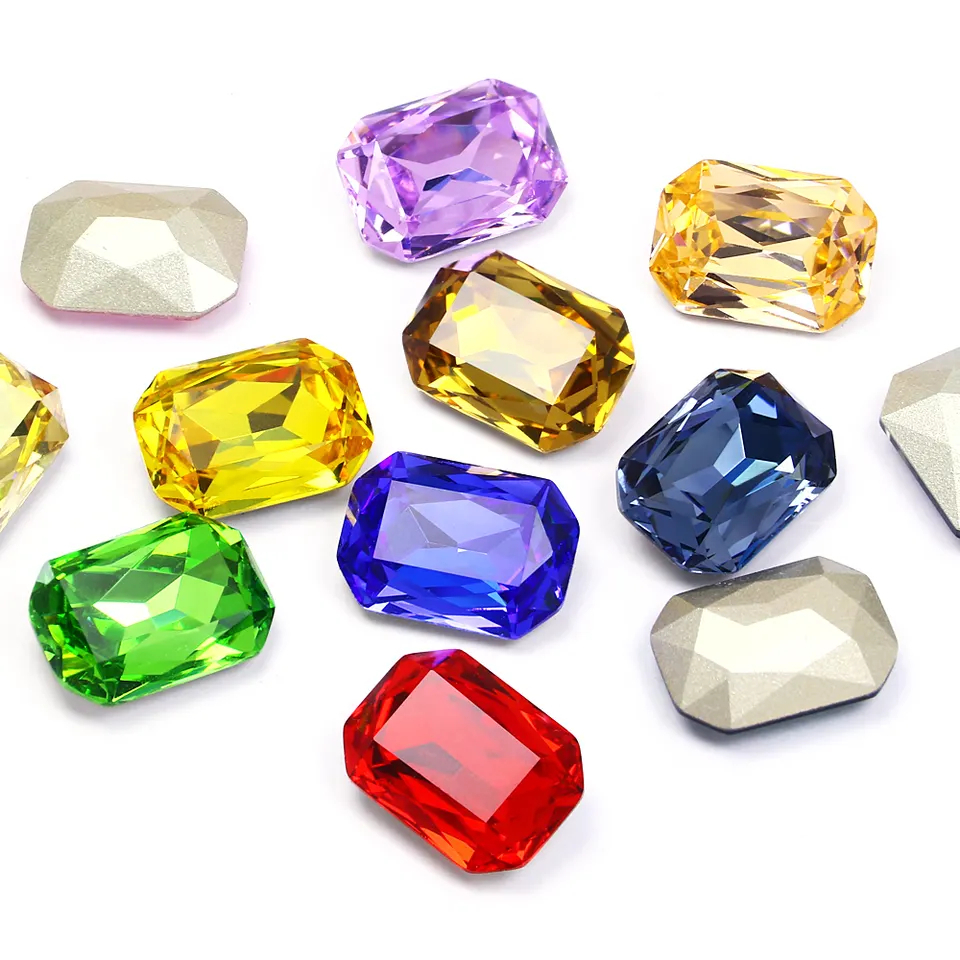 ขายร้อน8*10มิลลิเมตร10*14มิลลิเมตรเงาแก้วคริสตัล พลอยเทียม สําหรับ ทําเอง เสื้อผ้าอุปกรณ์ตัดเย็บเสื้อผ้า