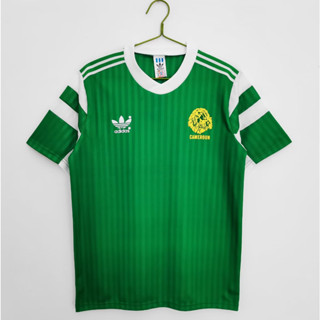 เสื้อกีฬาแขนสั้น ลายทีมชาติฟุตบอล Cameroon Camiseta Personalizada 1990 ชุดเหย้า คุณภาพสูง สไตล์เรโทร