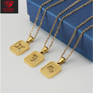 ⭐Y.H⭐ กรุ่มดาว๑๒ราสี ทรายสีทอง 18K กลวง สร้อยคอสแตนเลส  สร้อยคอผู้หญิง