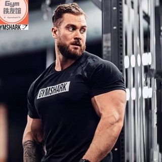 เสื้อยืดผ้าฝ้าย แขนสั้น พิมพ์ลาย GYMSHARK BLOCK สําหรับผู้ชาย