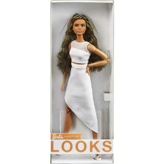 Barbie Signature Looks Doll (Brunette Wavy Hair) Fully Posable Fashion Doll GTD89 ตุ๊กตาบาร์บี้ รูปลักษณ์ที่เป็นเอกลักษณ์ (ผมหยักสีน้ําตาล) GTD89