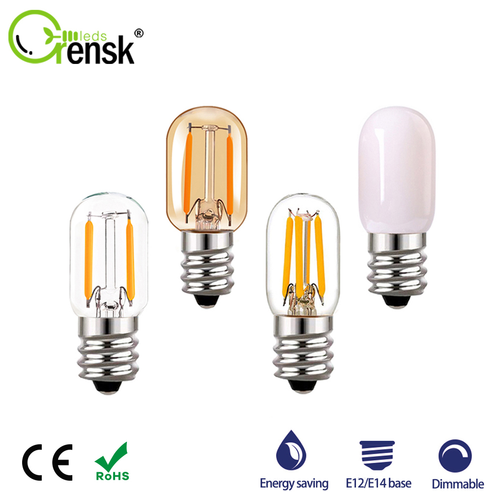 E12 E14 หลอดไฟ Led ขนาดเล็ก T20 1W 2W หรี่แสงได้ 220V สีขาวอบอุ่น สไตล์โบราณ สําหรับตกแต่งบ้าน
