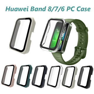 Huawei Band 8/7/6 เคสพร้อมตัวป้องกันหน้าจอ แบบแข็ง PC ป้องกันเต็มรูปแบบ เคสด้านหน้า ป้องกันรอยขีดข่วน สําหรับ Huawei Honor Band6 Smart Watch