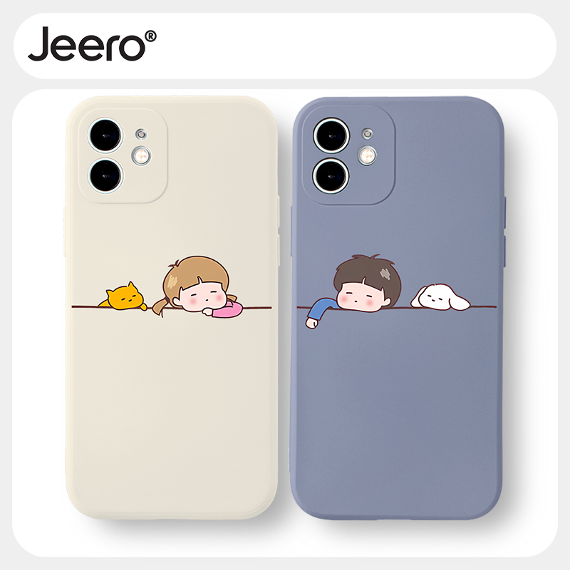 Jeero เคสคู่ เคสไอโฟน คู่รัก กันกระแทกซิลิโคนนุ่มน่ารักตลก เคสโทรศัพท์ Compatible for iPhone 16 15 14 13 12 11 Pro Max SE 2020 X XR XS 8 7 6 6S Plus พลัส HFF3085