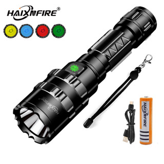 Haixnfire G100 ไฟฉาย LED แบบชาร์จไฟ สีแดง สีเขียว สีเหลือง สีฟ้า สําหรับตั้งแคมป์กลางแจ้ง